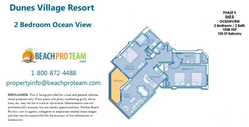Dunes Village II Floor Plan B - 2 Bedroom Ocean View